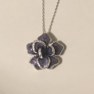 Purple flower pendant with chain